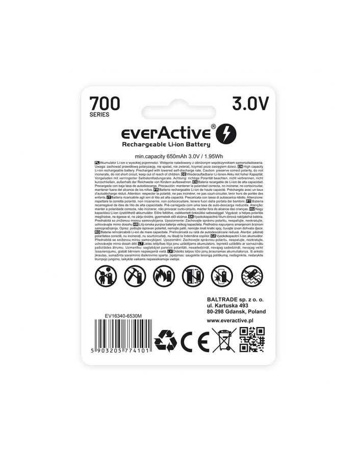 everactive Akumulator 16340 3V Li-ion 700 mAh micro USB główny