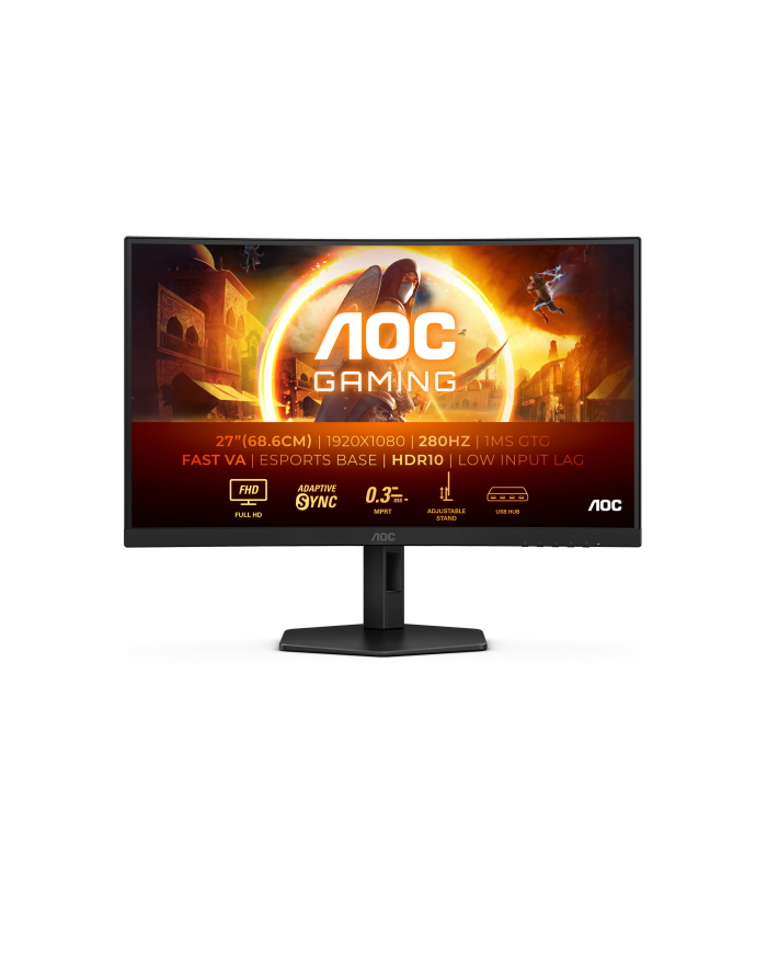 aoc Monitor C27G4ZXU 27 cali Zakrzywiony Fast VA 280Hz HDMIx2 DP główny