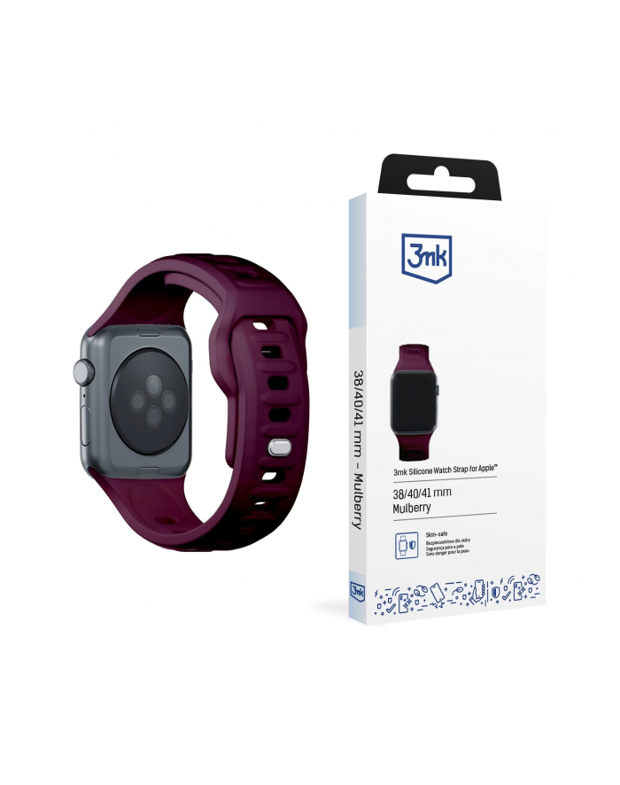 3mk pczerwonyection Pasek do Apple Watch - 3mk Silicone Watch Strap for Apple -38/40/41 mm Mulberry główny