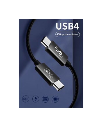 PREMIUMCORD  USB4™ KABEL TYPU C, THUNDERBOLT 3, 8K@60HZ, KABEL DO TRANSMISJI DANYCH ULTRASPEED DO 40 GBIT/S, WTYCZKA TYPU C, SZYBKIE ŁADOWANIE DO 5 A,