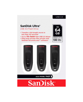 Sandisk 3x64GB Ultra (USB 3.0) 130MB/s (zestaw 3 szt.) (SDCZ48064GG46T) nr 2