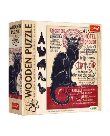trefl PUZZLE 200 Drewniane Czarny Kot-T.A.Steinlen 20254 nr 1