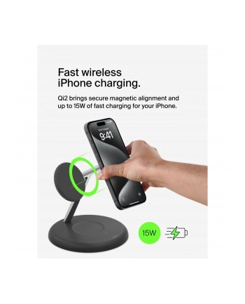 belkin Ładowarka Boost Charge Pro 3w1 Qi2 15W Czarna regulowana