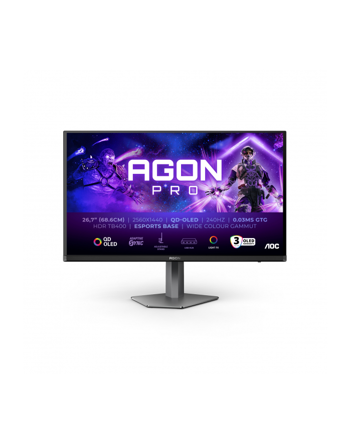 aoc Monitor AG276QZD2 26.7 cala QD OLED 240Hz HDMIx2 DP Pivot główny