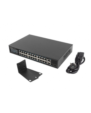 lanberg Przełącznik 24X 100MB POE+ /2x COMBO 250W RSFE-24P-2C-250