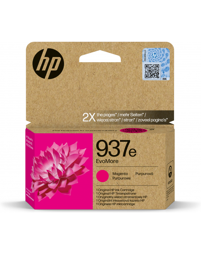 hp supplies ink HP INC Atrament HP 937e EvoMore Magenta Original Ink Car główny