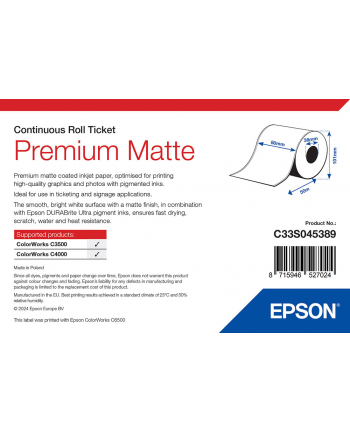 epson Premium Matte Ticket - Roll: 80mm x 50m nr 2