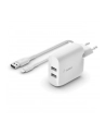 belkin DUAL USB-A CHARGER/W/LIGHTNING CABLE 1M 24W WHITE - nr 9