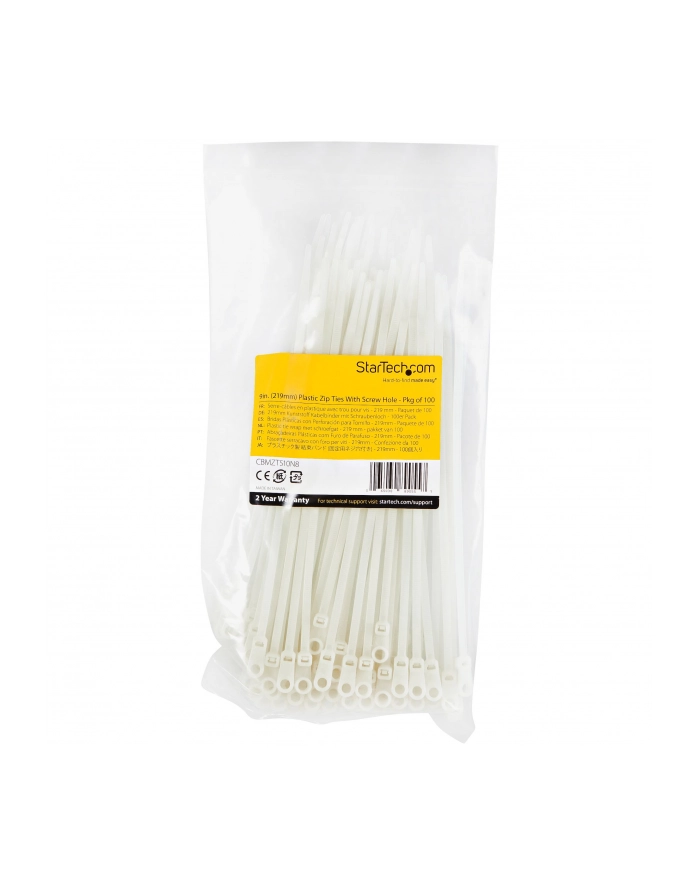 startech 100 PACK OF PLASTIC ZIP TIES/WITH SCREW HOLE 9 główny