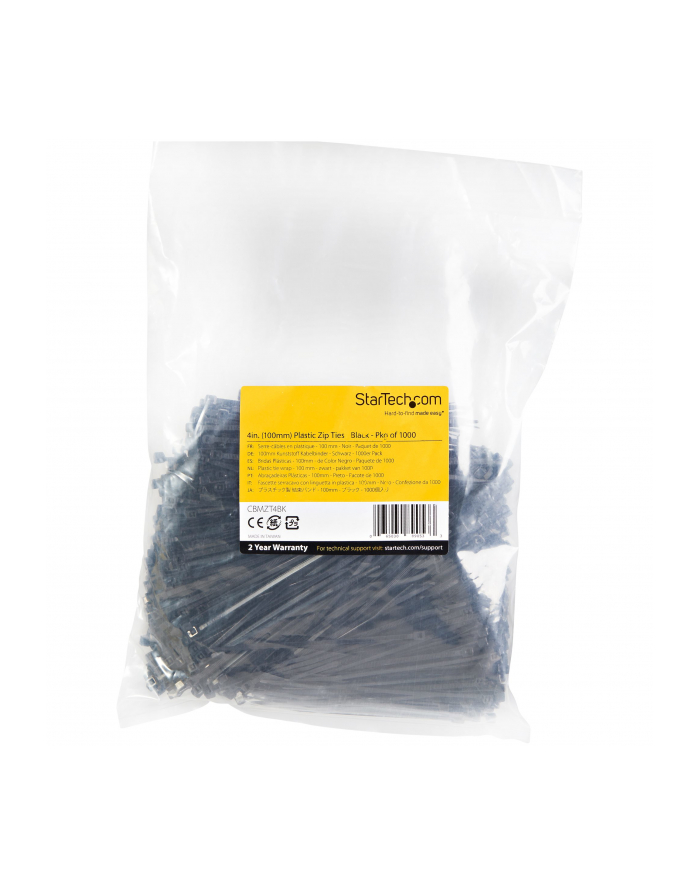 startech 1000 PACK 4 CABLE TIES -BLACK/NYLON ZIP TIE WRAPS UL TAA główny