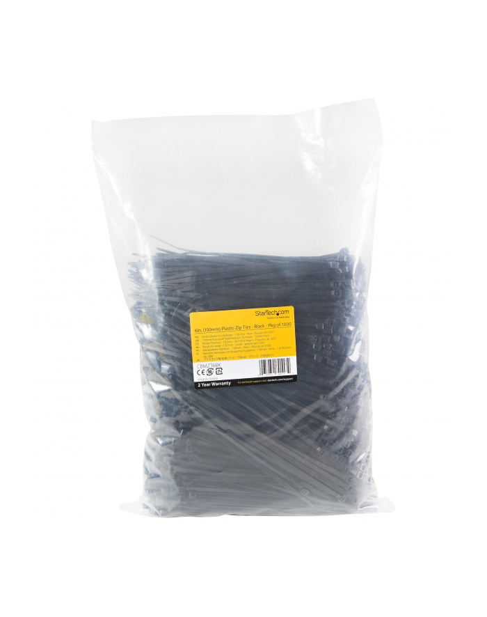 startech 1000 PACK 6 CABLE TIES -BLACK/NYLON ZIP TIE WRAPS UL TAA główny