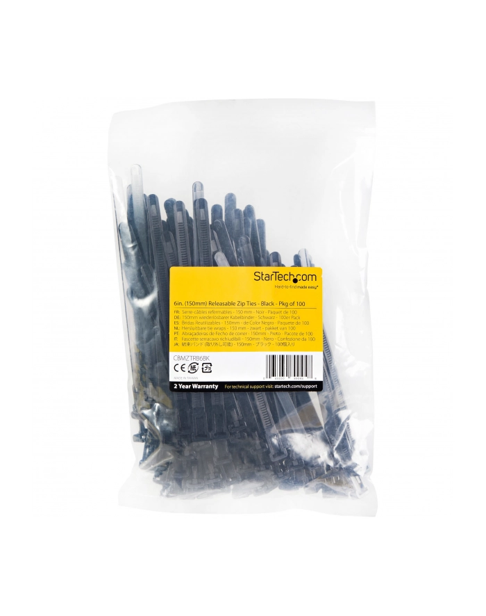 startech 100 PACK OF RESEALABLE ZIP TIE/6 BLACK główny
