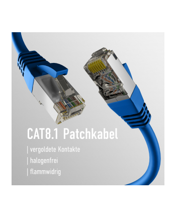 mcab CAT8.1 BLUE 10M PATCH CORD/RJ45 S/FTP LSZH 40GBIT CU LAN