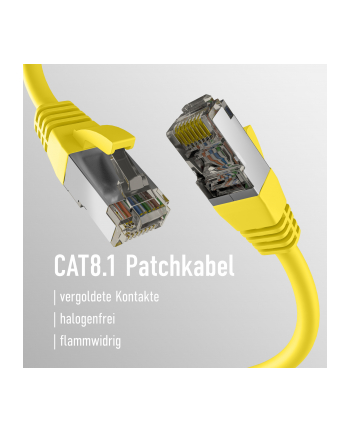 mcab CAT8.1 YELLOW 1M PATCH CORD/RJ45 S/FTP LSZH 40GBIT CU LAN