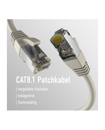 mcab CAT8.1 GREY 0.25M PATCH CORD/RJ45 S/FTP LSZH 40GBIT CU LAN