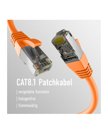 mcab CAT8.1 ORANGE 15M PATCH CORD/RJ45 S/FTP LSZH 40GBIT CU LAN