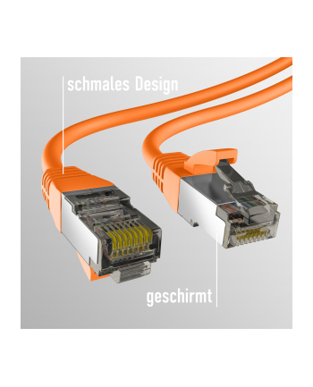 mcab CAT8.1 ORANGE 15M PATCH CORD/RJ45 S/FTP LSZH 40GBIT CU LAN