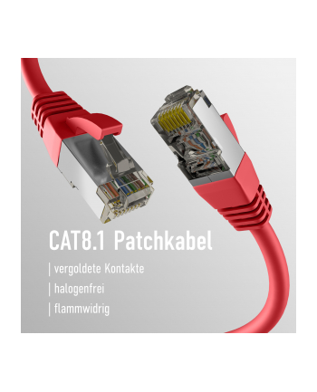 mcab CAT8.1 RED 3M PATCH CORD/RJ45 S/FTP LSZH 40GBIT CU LAN