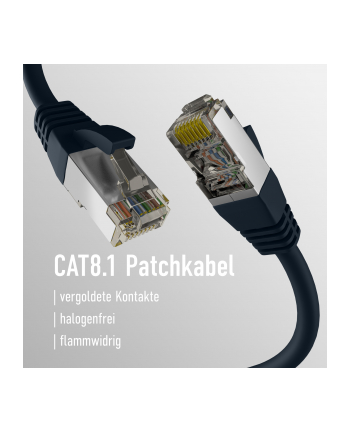 mcab CAT8.1 BLACK 1.5M PATCH CORD/RJ45 S/FTP LSZH 40GBIT CU LAN