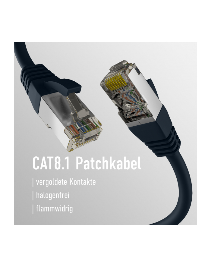 mcab CAT8.1 Kolor: CZARNY 5m patch cord/RJ45 S/FTP LSZH 40Gbit CU LAN główny