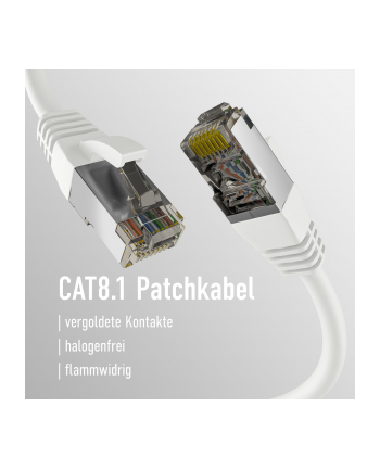 mcab CAT8.1 Kolor: BIAŁY 0.50m patch cord/RJ45 S/FTP LSZH 40Gbit CU LAN