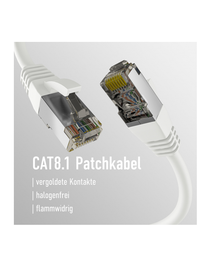 mcab CAT8.1 Kolor: BIAŁY 1m patch cord/RJ45 S/FTP LSZH 40Gbit CU LAN główny