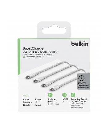 belkin USB-C TO USB-C PVC WHITE 1M/TWIN PACK