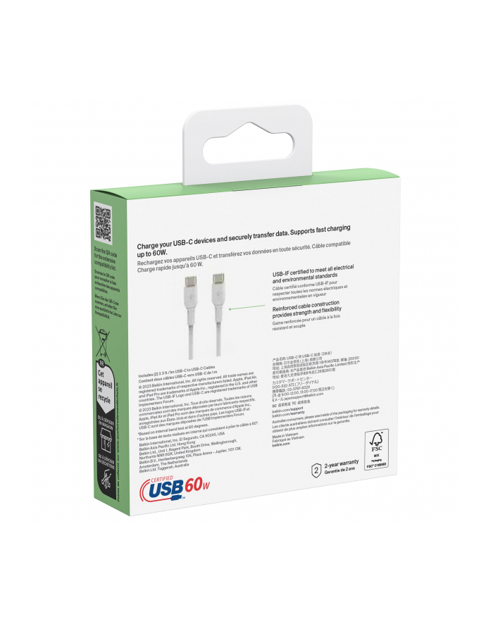 belkin USB-C TO USB-C PVC WHITE 1M/TWIN PACK główny