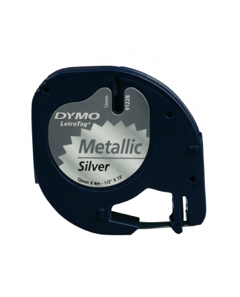 dymo LETRATAG METALLIC TAPE 12MMX4M/BLACK/SILVER