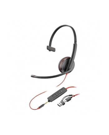 hp inc. Poly Blackwire 3215 Monaural USB-C Headset +3.5mm Plug +USB-C/A Adapter
