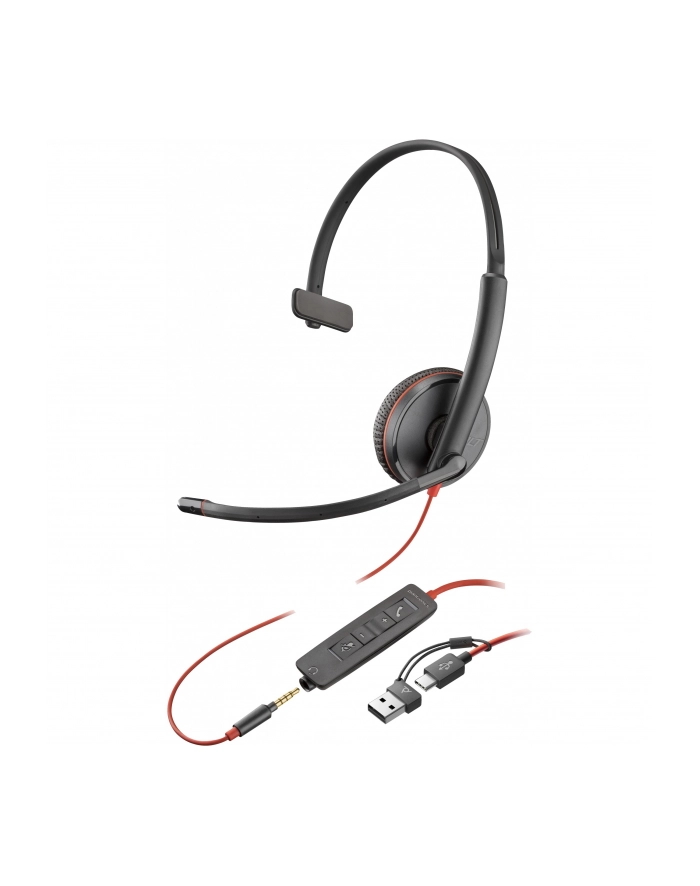 hp inc. Poly Blackwire 3215 Monaural USB-C Headset +3.5mm Plug +USB-C/A Adapter główny