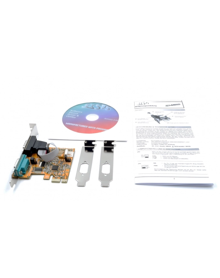 IO Exsys PCIe 2x Seriell DB9 (EX-44082) LP+++ include Low-Profile Slotblech główny
