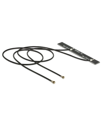 Antenne Doppel WLAN MHF® 4L Stecker WiFi 6 802.11 2 x 25 cm PCB internKlebemontage Delock nr 1