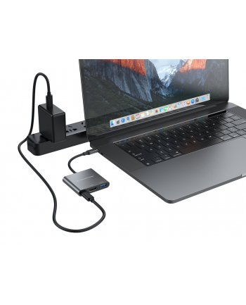 diverse hersteller Adapter USB-C ='gt;HDMI, USB 3.0, USB-C PD (St/Bu) 15cm czarny/Kolor: CZARNY