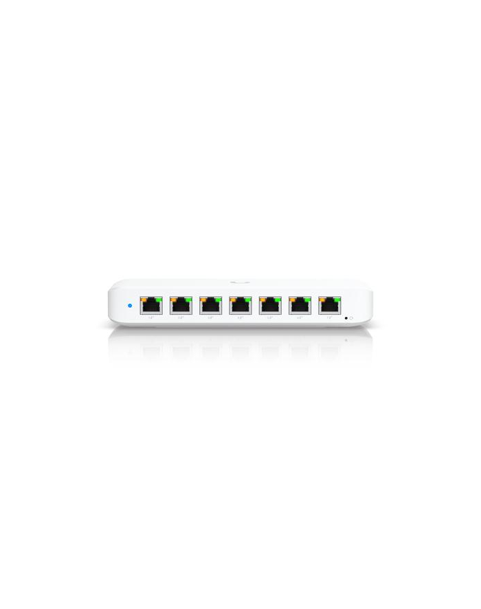 Ubiquiti USW-Ultra-210W-(wersja europejska) compact, Layer 2, 8-port GbE PoE switch with versatile mounting options, 7x GbE PoE+ output ports, GbE port with optional PoE++ input, 202W PoE availability with the included AC power adapter główny