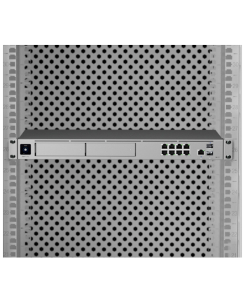 Ubiquiti rack-mount Cloud Gateway with 10 Gbps performance, multi-WAN load balancing, and two NVR drive bays designed for large-scale, multi-application UniFi sites