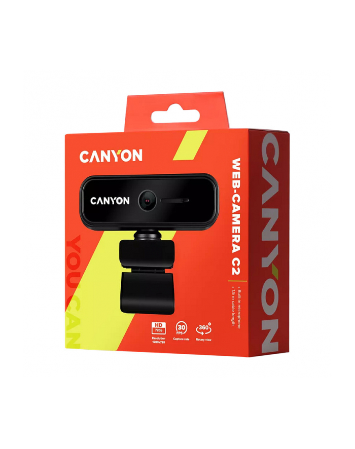 CANYON Kamera internetowa C2 HD 720P Czarna główny