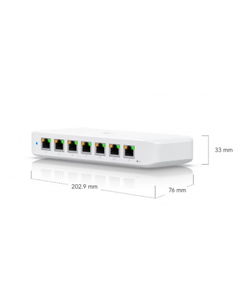 Ubiquiti USW-Ultra-210W-(wersja europejska) compact, Layer 2, 8-port GbE PoE switch with versatile mounting options, 7x GbE PoE+ output ports, GbE port with optional PoE++ input, 202W PoE availability with the included AC power adapter nr 2