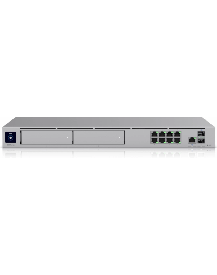 Ubiquiti rack-mount Cloud Gateway with 10 Gbps performance, multi-WAN load balancing, and two NVR drive bays designed for large-scale, multi-application UniFi sites główny