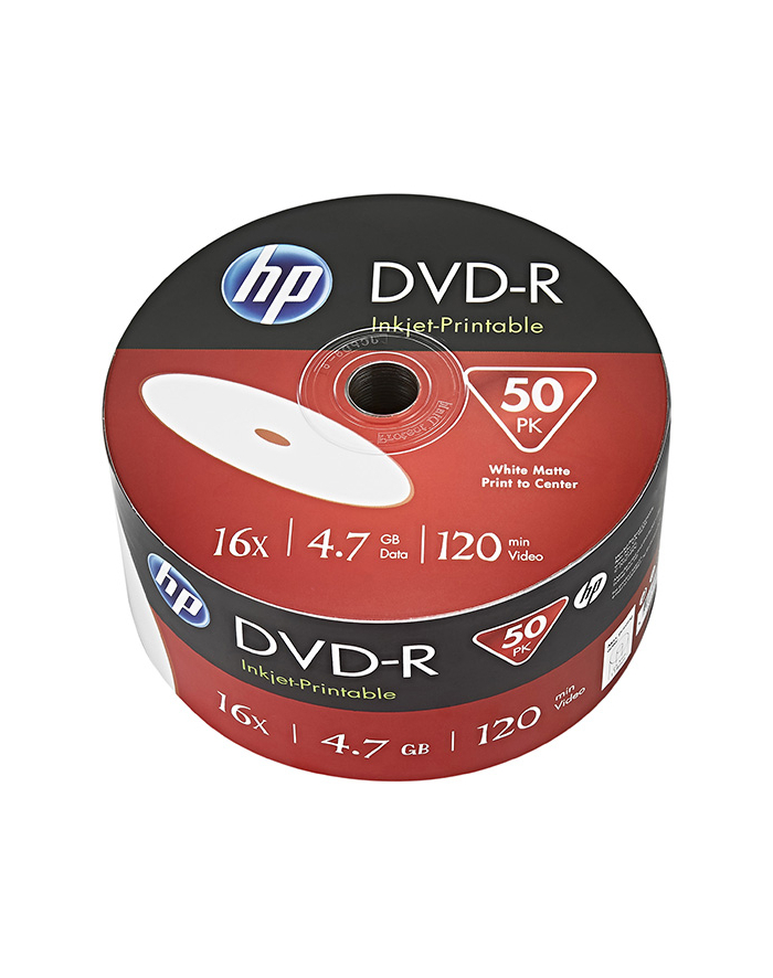 HP DVD-R | 4.7GB | x16 | WHITE FF InkJet Printable White | spindel 50 główny