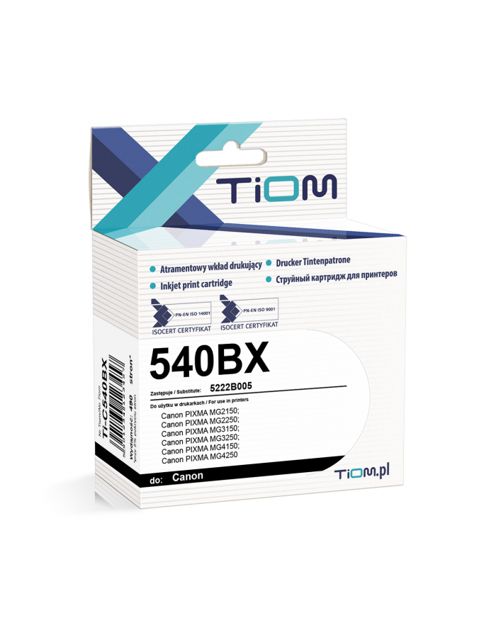 Tusz Tiom do Canon 540BX | 5222B005 | 15ml | 670 str. | Kolor: CZARNY główny