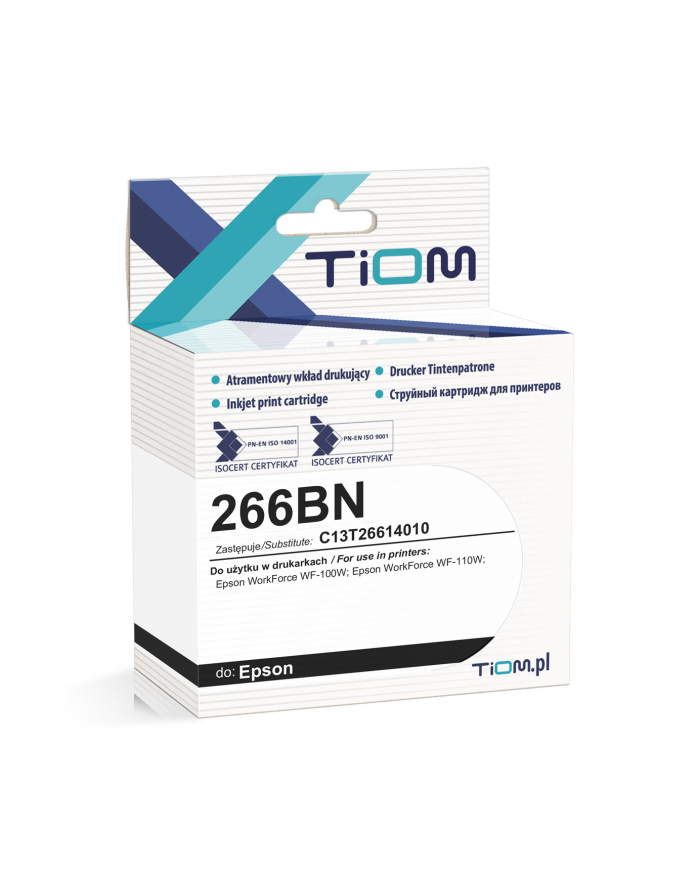 Tusz Tiom do Epson 266BN | C13T26614010 | 250 str. | Kolor: CZARNY główny