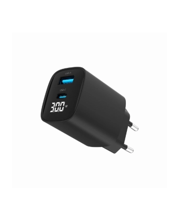gembird Ładowarka GaN 1xUSB-A 1xUSB-C LCD 30W PD QC3.0 czarna