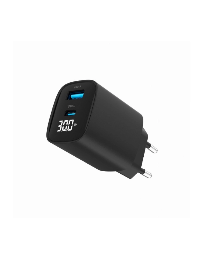 gembird Ładowarka GaN 1xUSB-A 1xUSB-C LCD 30W PD QC3.0 czarna główny