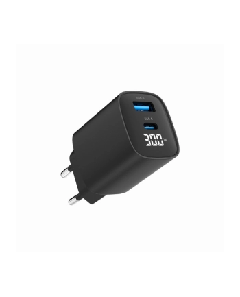 gembird Ładowarka GaN 1xUSB-A 1xUSB-C LCD 30W PD QC3.0 czarna