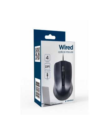 gembird Mysz optyczna czarna/USB kabel 1.8m