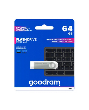 Goodram Pendrive UNO3 64GB USB 3.2 Gen1| srebrny