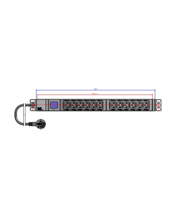 Bachmann 800.2055 listwa zasilająca 19'' 1HE 12xC13 przewód zasilający 2,0 m CEE7/7, czarna (8002055)