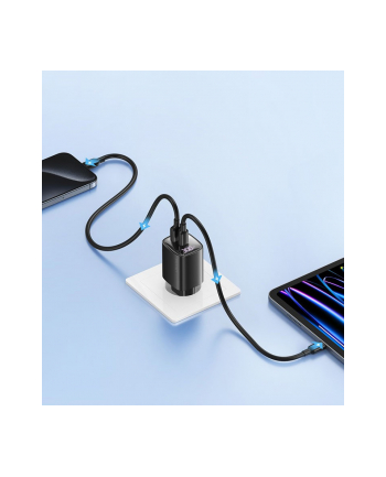 usams Ładowarka sieciowa 30W GaN LED USB+USB-C CC229 Fast Charging czarna