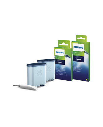 Zestaw akcesoriów do czyszczenia ekspresów Philips CA6707/10 (2 wkłady filtra AquaClean, 6 saszetek ze środkiem do czyszczenia obiegu mleka, 6 tabletek do usuwania oleju kawowego, Smar)